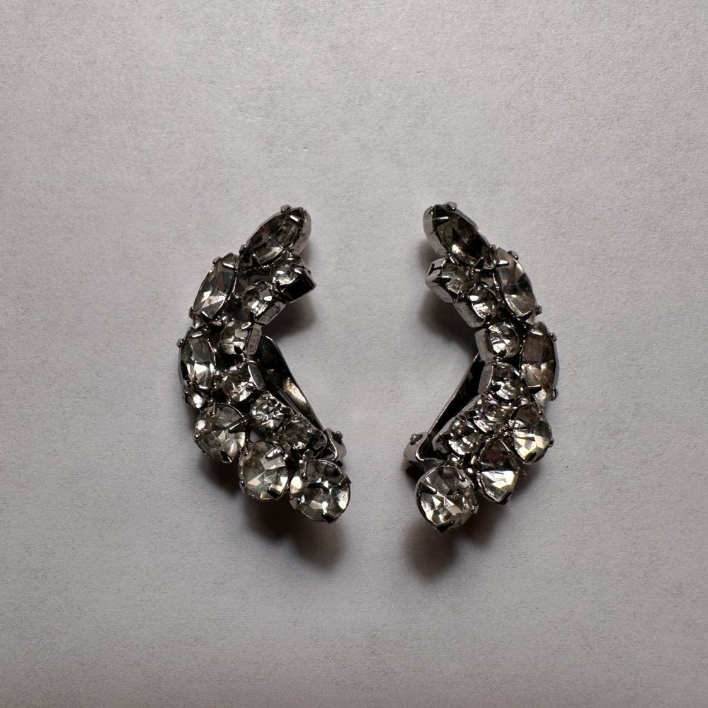 Vintage Rhinestone Clip-on Climber Earrings
